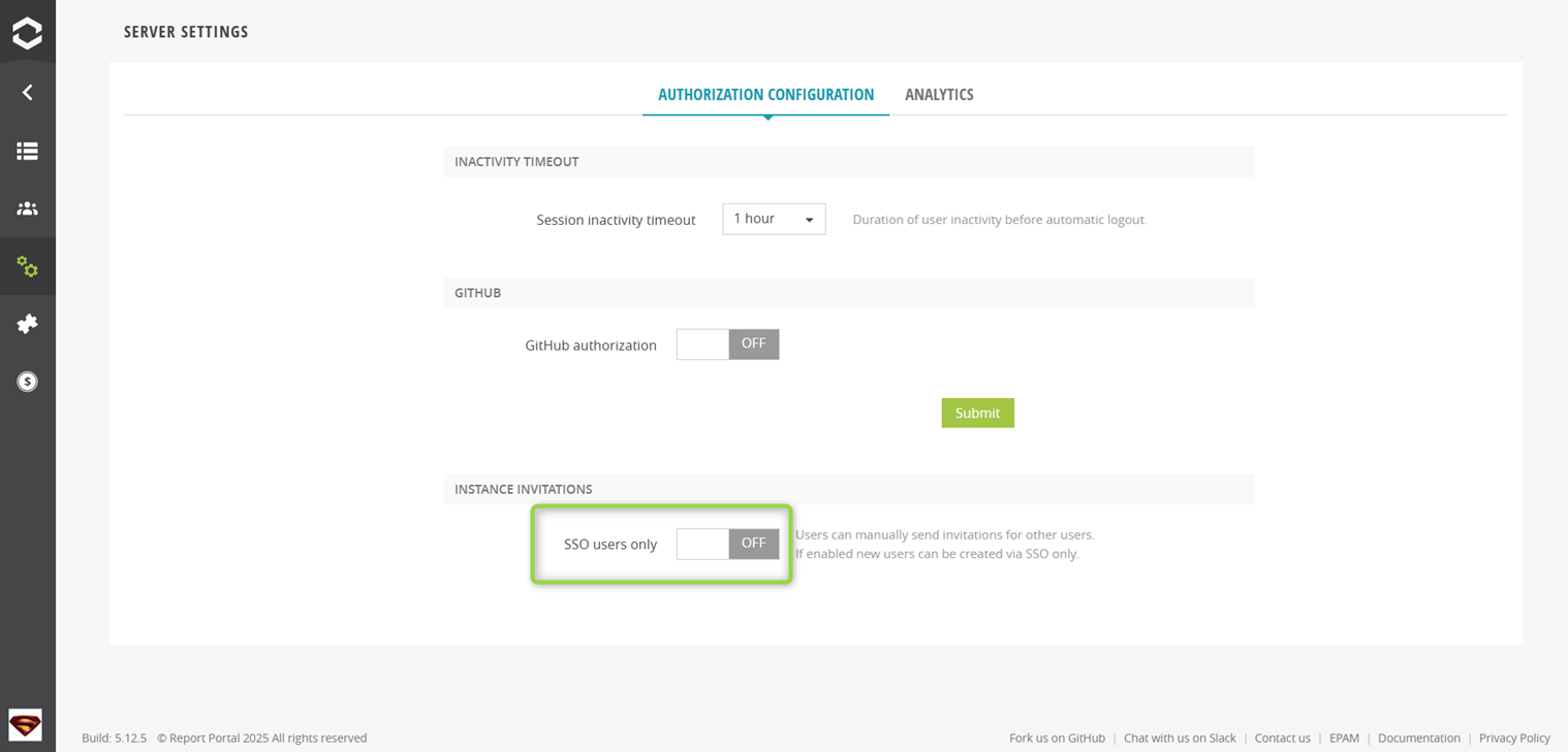 Server Settings | ReportPortal Documentation