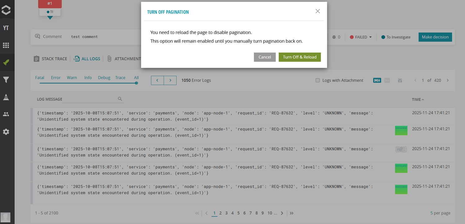 Log level | ReportPortal Documentation